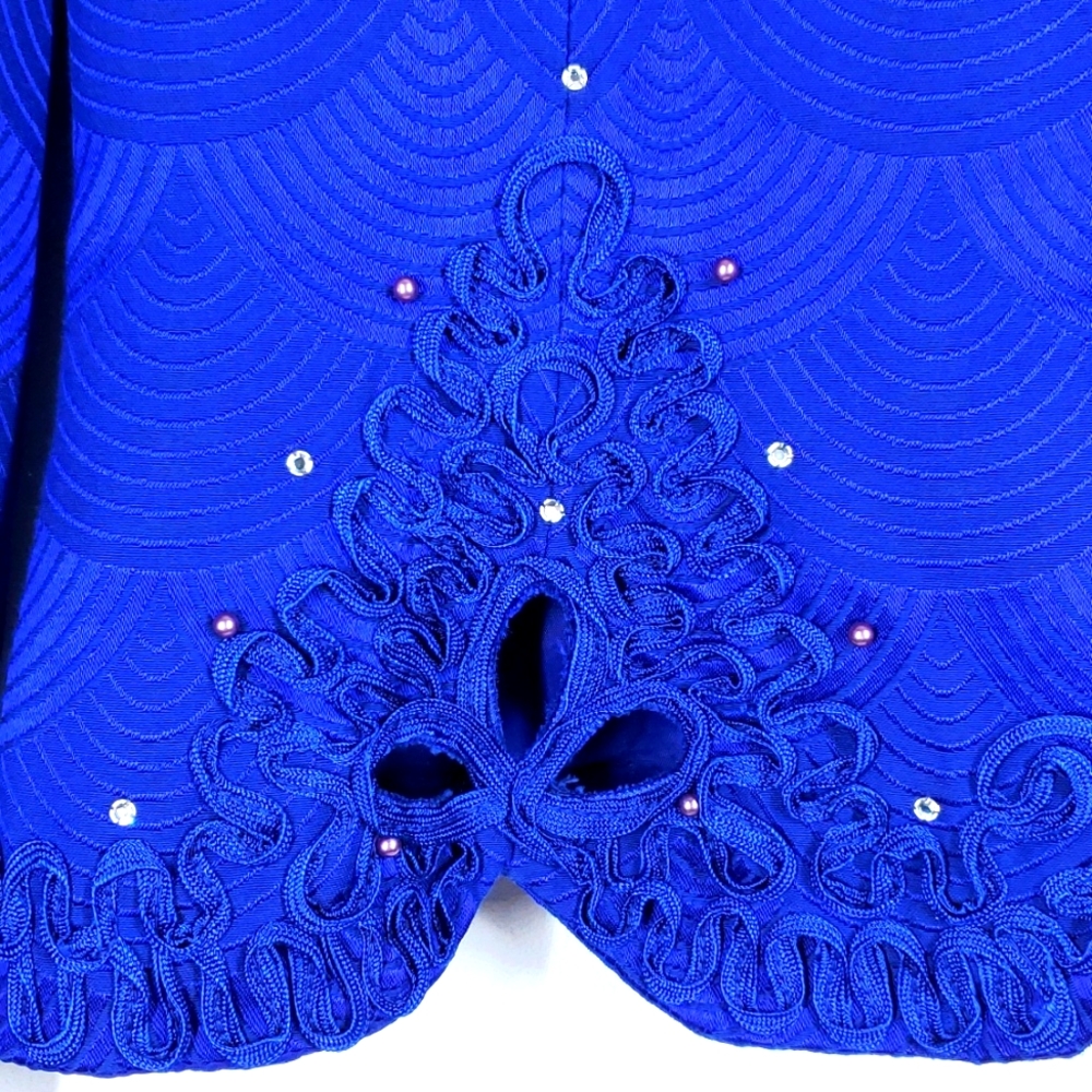 Vintage Karen Miller New York Royal Blue Embellished Skirt Suit Set 12 - Picture 4 of 13